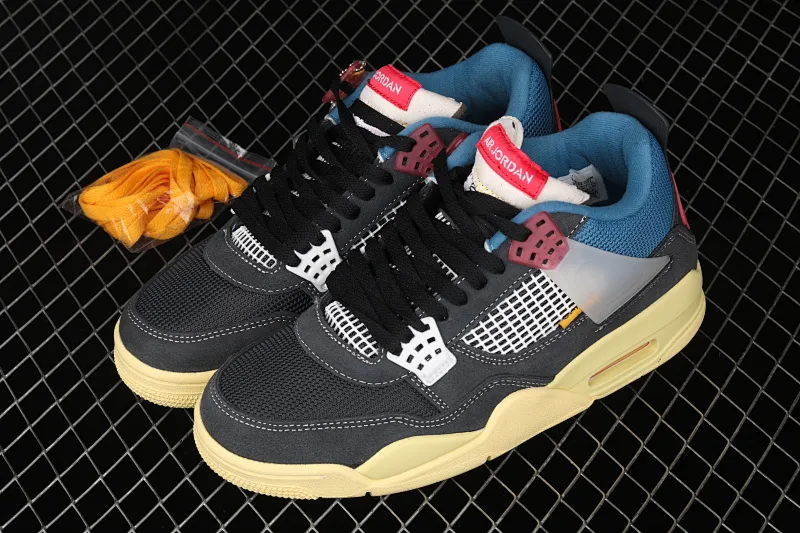 All categories Air Jordan Jordan series basketball shoes Air Jordan 4 G version Union LA x Air Jordan 4 Retro "Off Noir" AJ4 Joe 4 Union Gray and Blue Knights DC9533-001